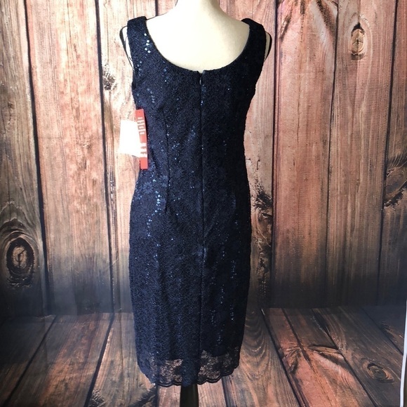 R&M Richards Navy Blue Short Sleeve Dress Long Sleeve Scalloped Cardig… - Picture 7 of 9